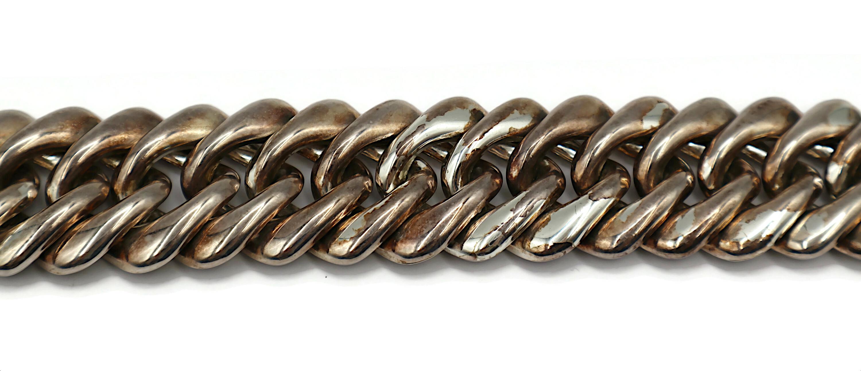 YVES SAINT LAURENT YSL Vintage Iconic Silver Tone Curb Chain Necklace For Sale 2