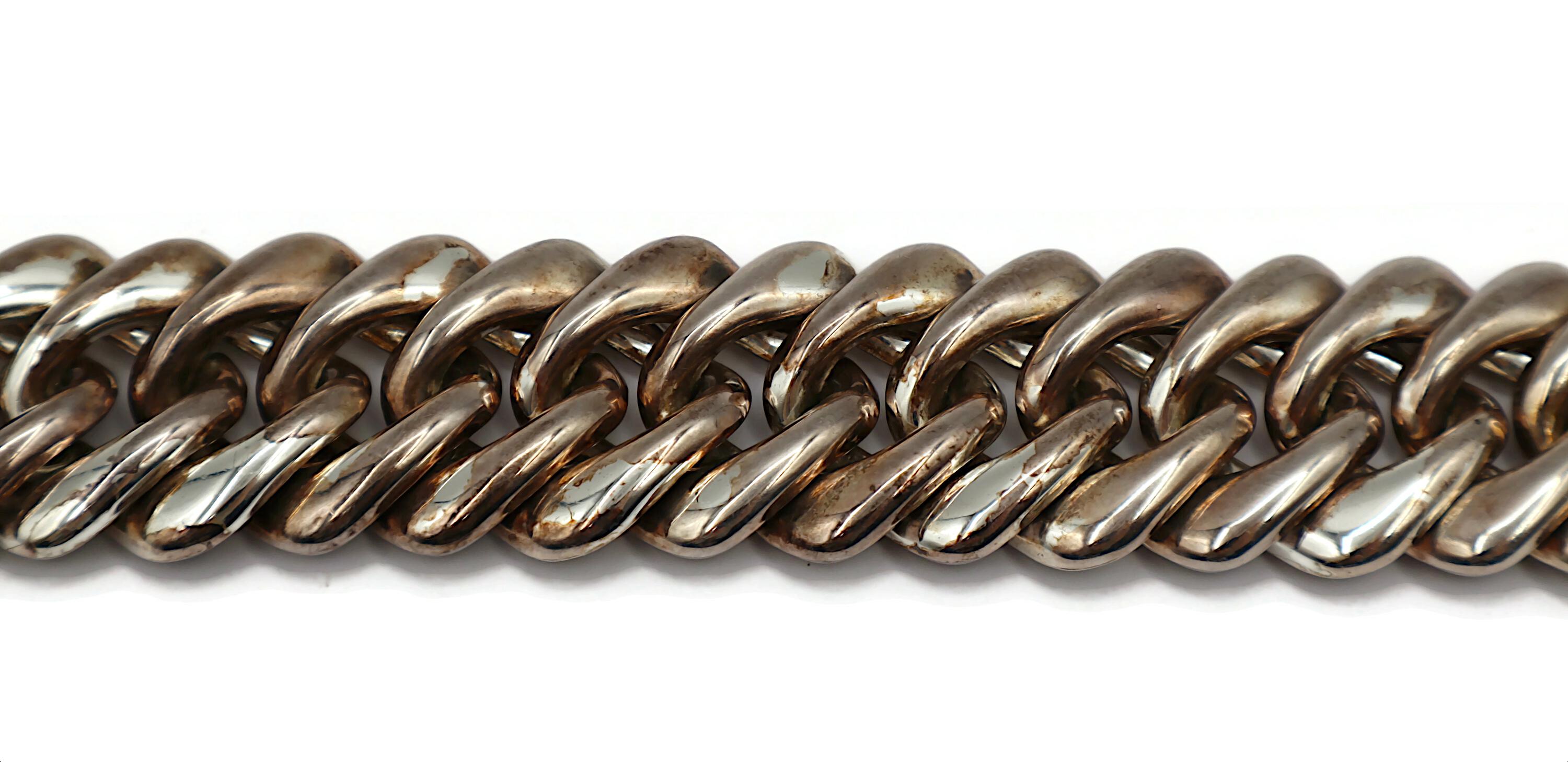 YVES SAINT LAURENT YSL Vintage Iconic Silver Tone Curb Chain Necklace For Sale 3