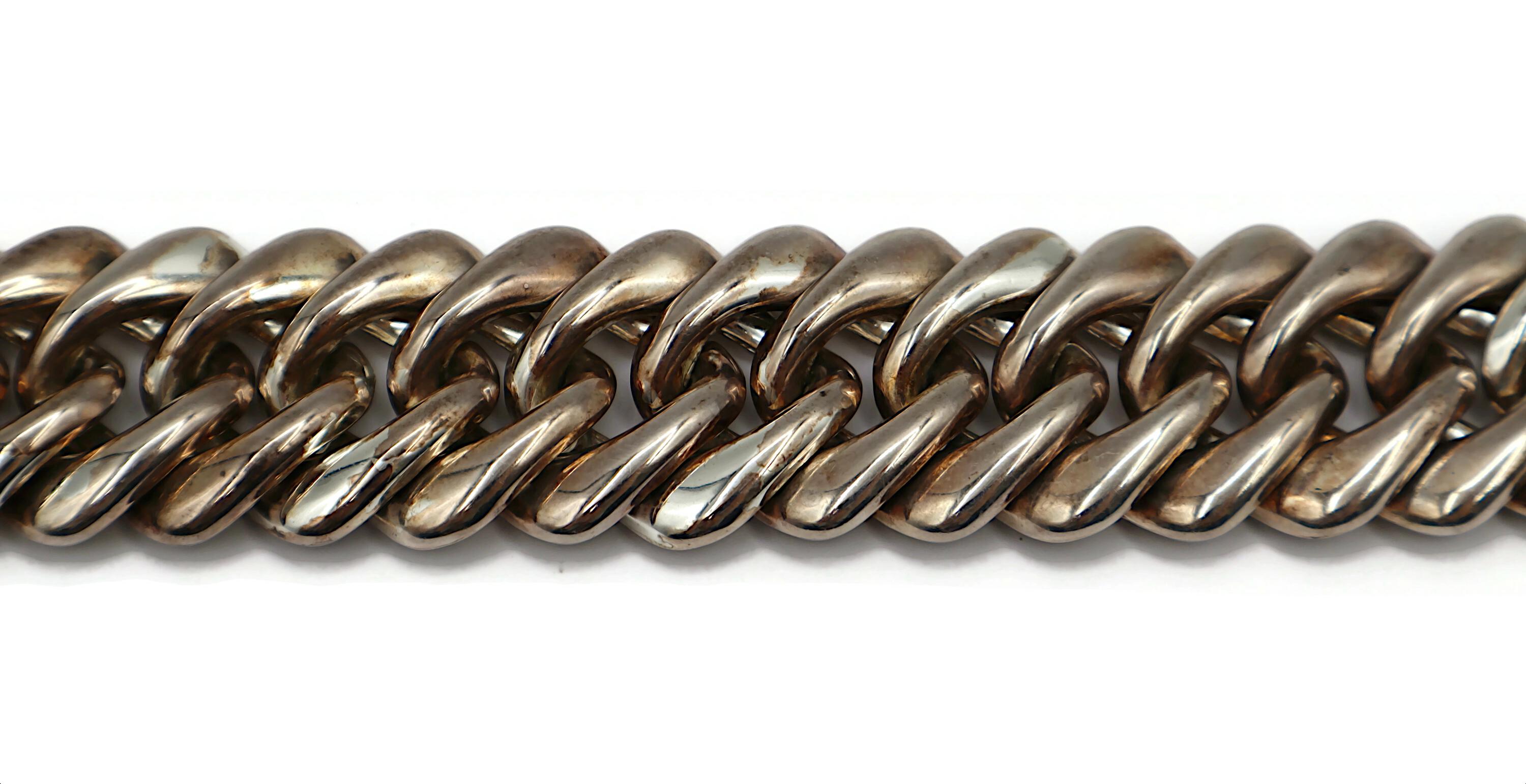 YVES SAINT LAURENT YSL Vintage Iconic Silver Tone Curb Chain Necklace For Sale 4