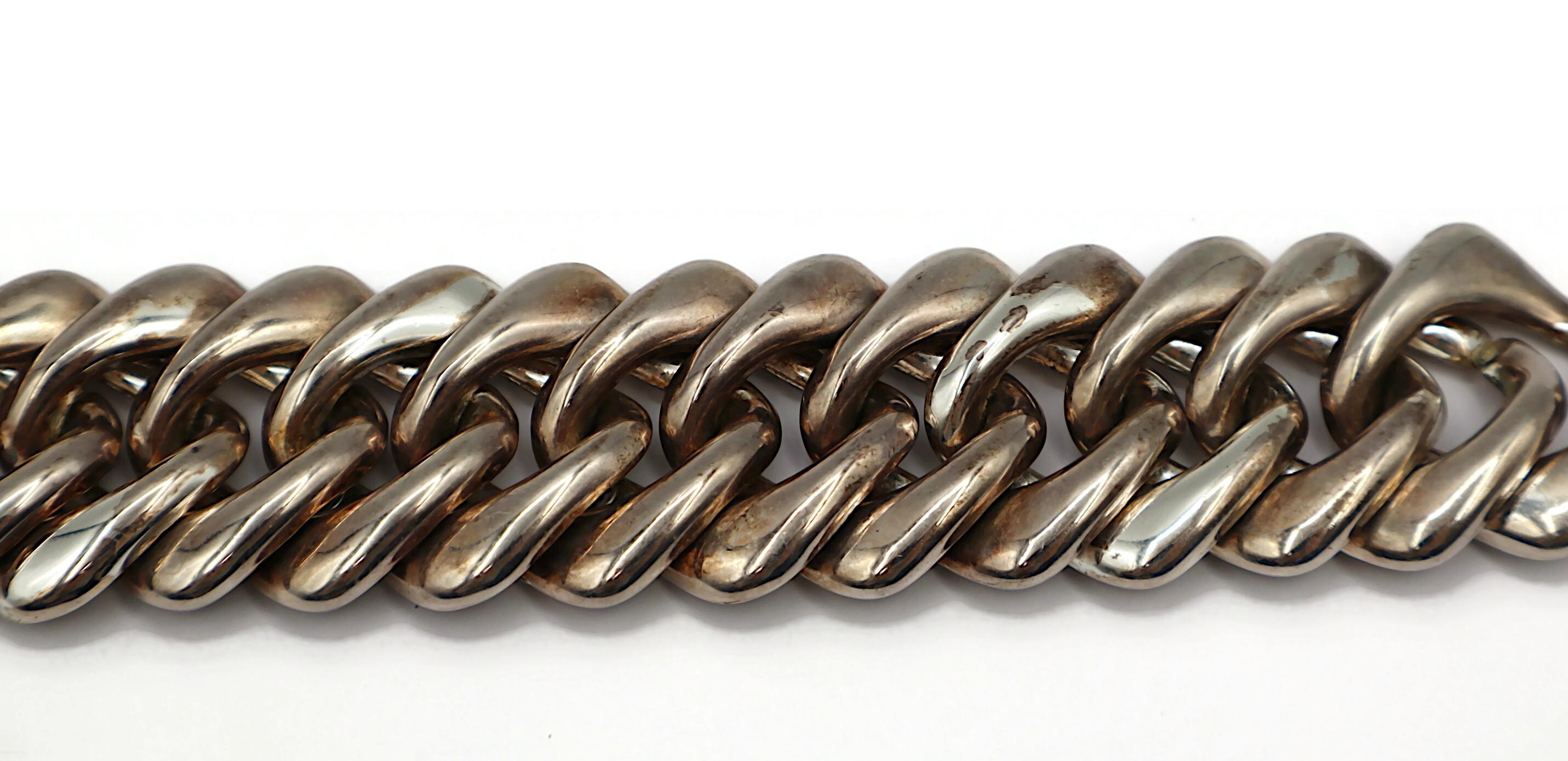 YVES SAINT LAURENT YSL Vintage Iconic Silver Tone Curb Chain Necklace For Sale 5