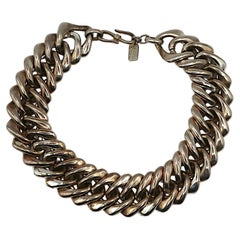 YVES SAINT LAURENT YSL Collier chaîne vintage emblématique couleur argent