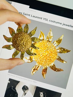 Yves Saint Laurent YSL Vintage – Kultige Unisex-Brosche mit Sonnenblumenmotiv, groß, gewölbt und klobig