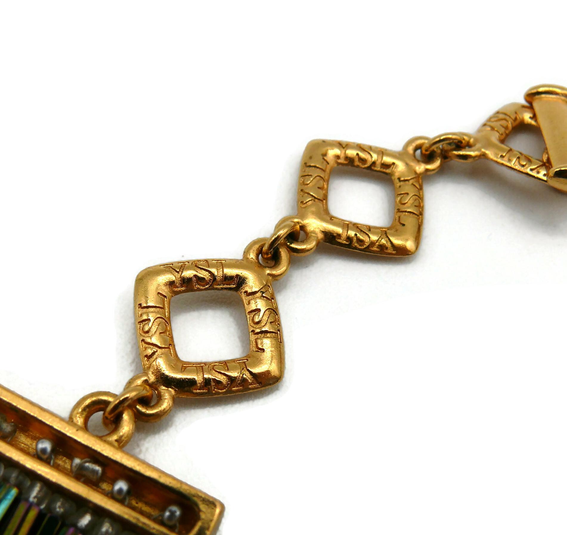 YVES SAINT LAURENT YSL Vintage Iridescent Choker Necklace For Sale 5