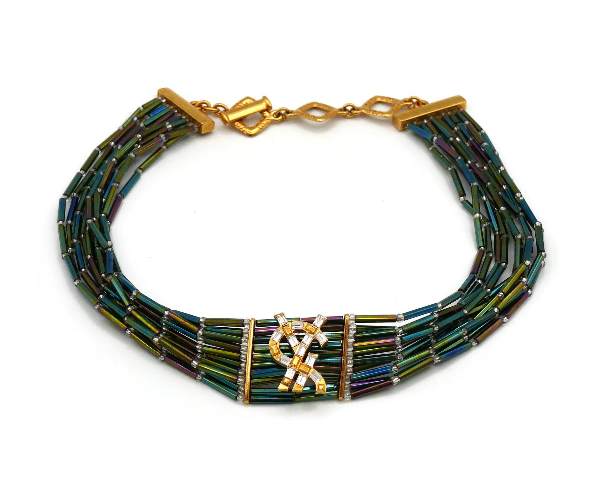 YVES SAINT LAURENT YSL Vintage schillernde Choker-Halskette im Zustand „Gut“ im Angebot in Nice, FR