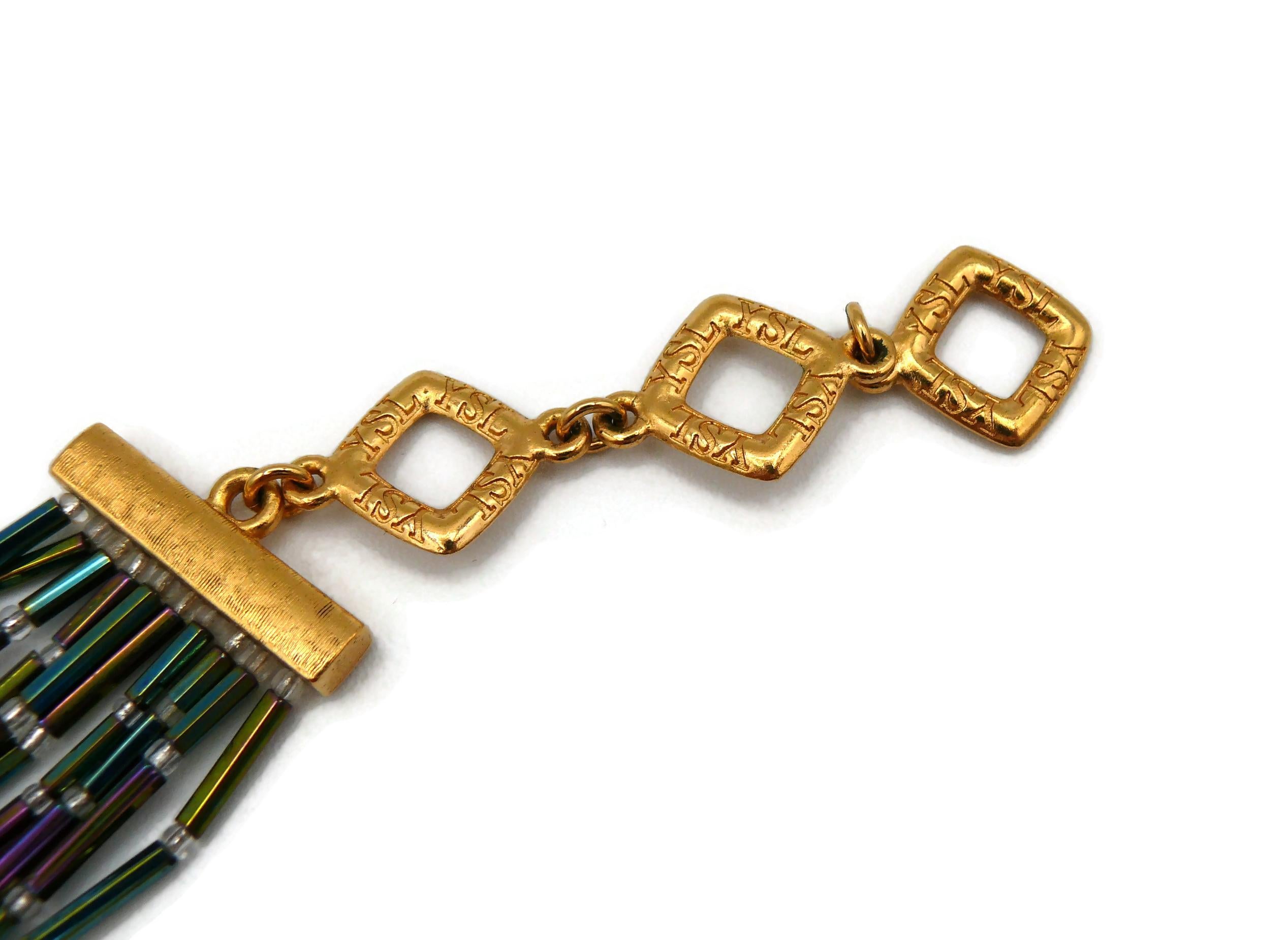 YVES SAINT LAURENT YSL Vintage Iridescent Choker Necklace For Sale 3