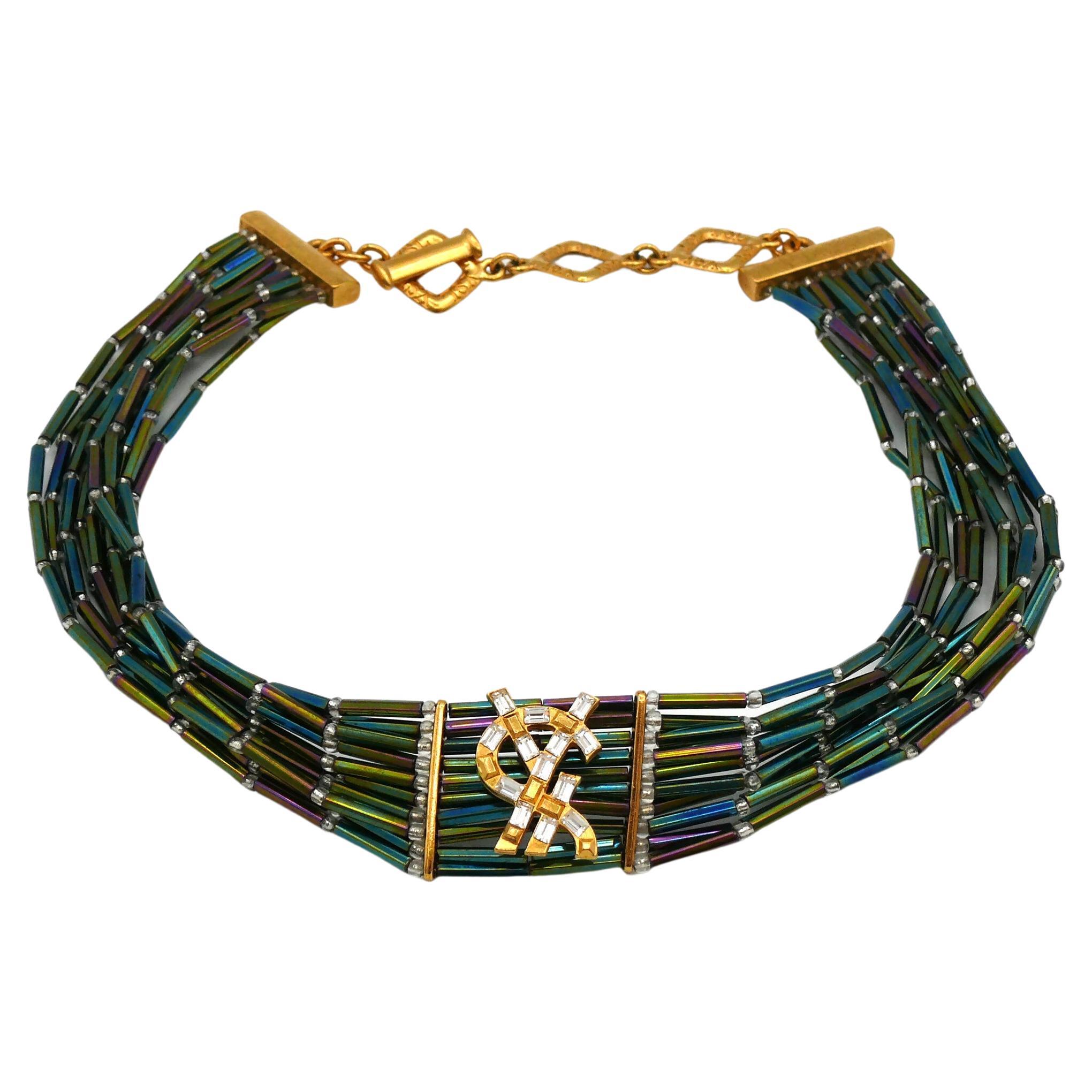 YVES SAINT LAURENT YSL Vintage schillernde Choker-Halskette im Angebot