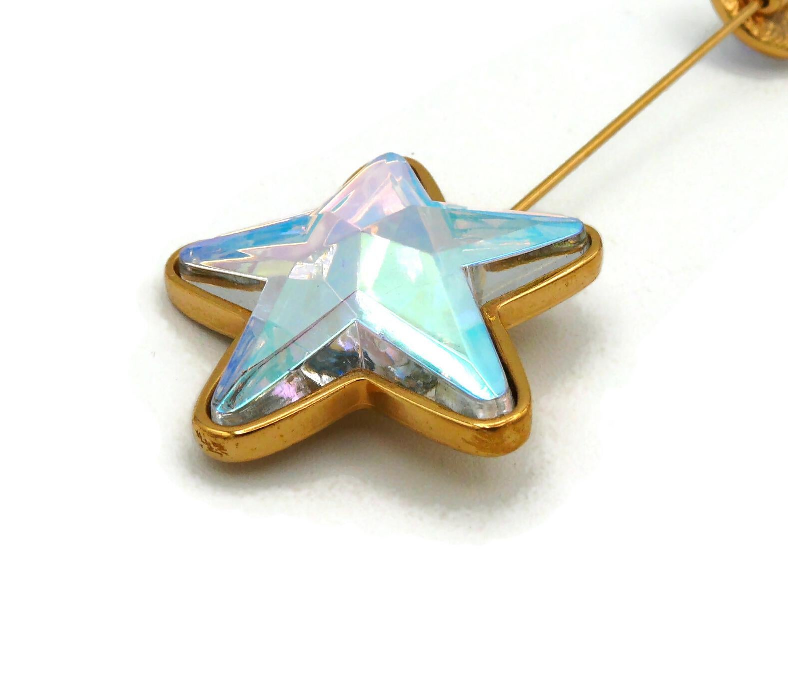 YVES SAINT LAURENT YSL Vintage Iridescent Star Lapel Pin 4