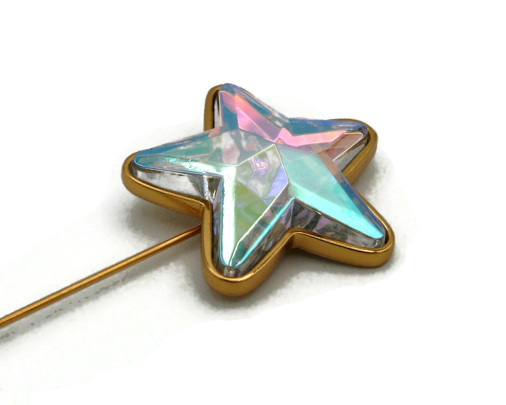 YVES SAINT LAURENT YSL Vintage Iridescent Star Lapel Pin 5