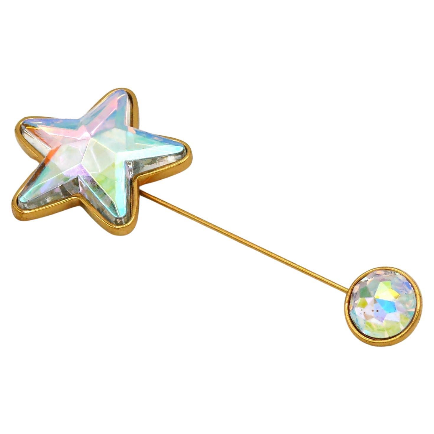 YVES SAINT LAURENT YSL Vintage Iridescent Star Lapel Pin at 1stDibs