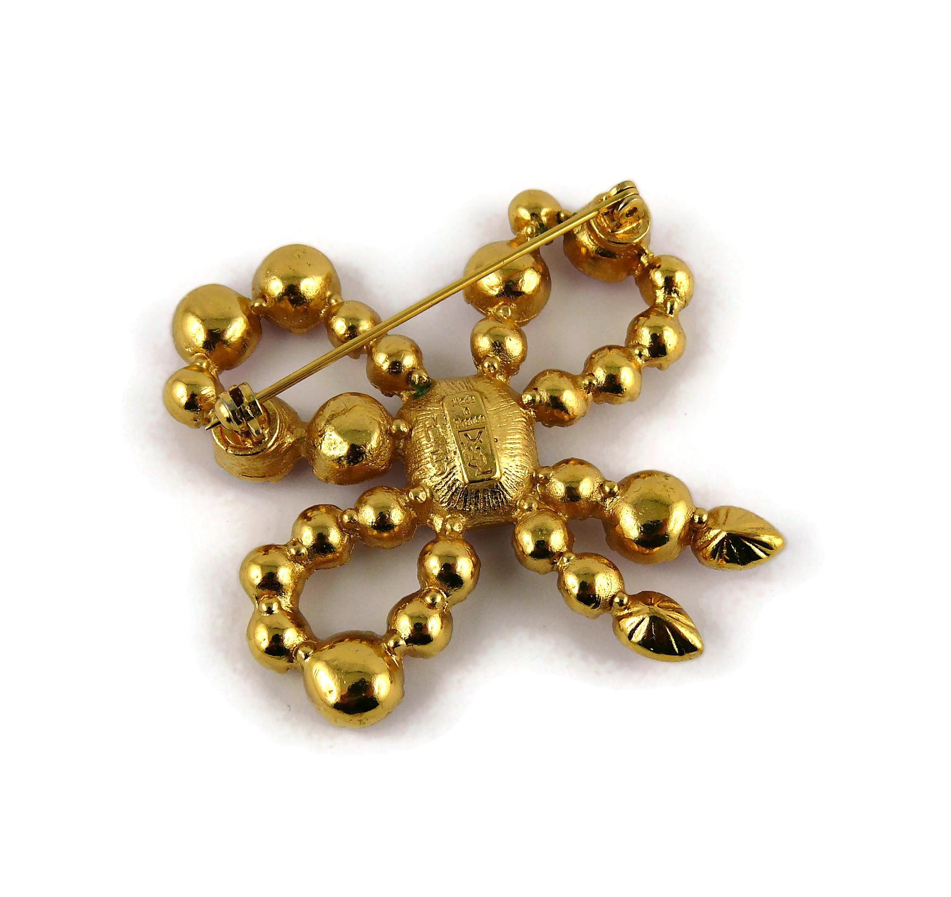 Yves Saint Laurent YSL Vintage Jeweled Bow Brooch For Sale 3
