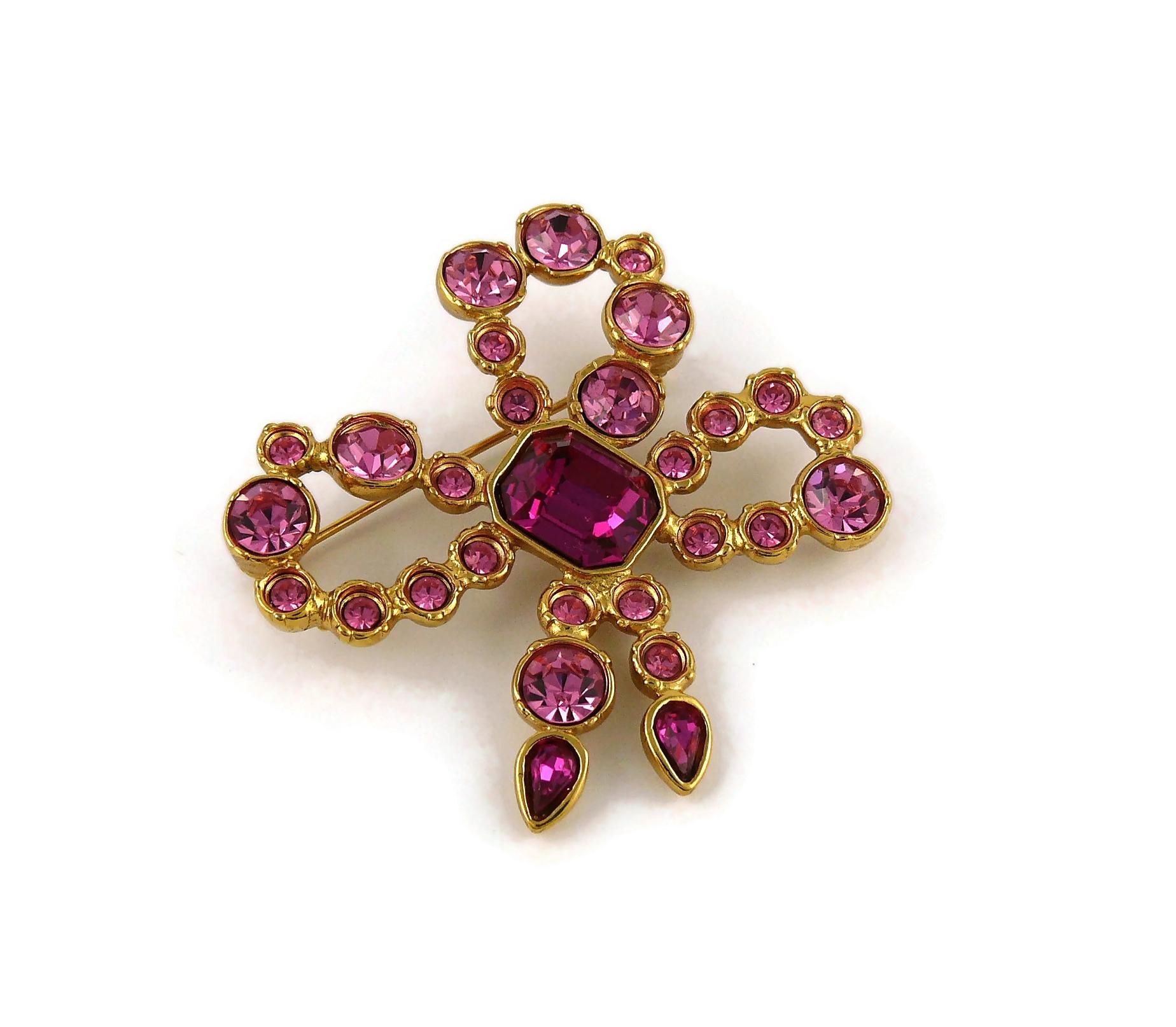 Yves Saint Laurent YSL Vintage Jeweled Bow Brooch In Excellent Condition For Sale In Nice, FR