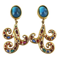 Yves Saint Laurent YSL Pendientes colgantes arabescos vintage enjoyados