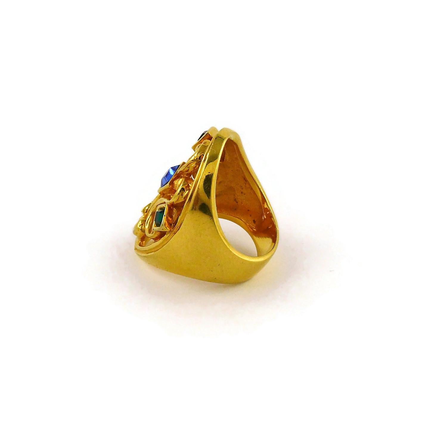 Yves Saint Laurent YSL Vintage Jewelled Arabesques Ring In Good Condition In Nice, FR
