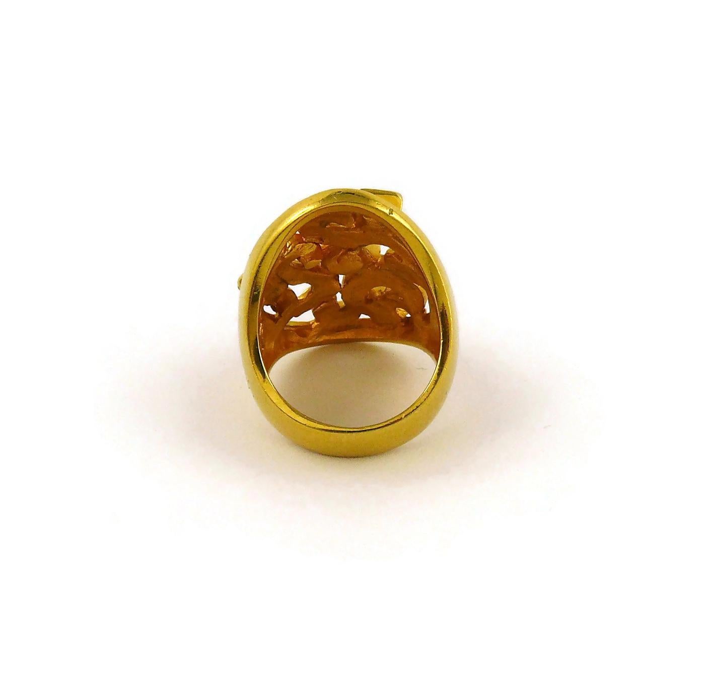 Women's or Men's Yves Saint Laurent YSL Vintage Jewelled Arabesques Ring