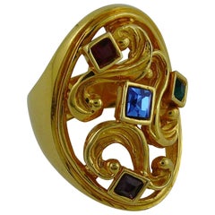 Yves Saint Laurent YSL Vintage Jewelled Arabesques Ring