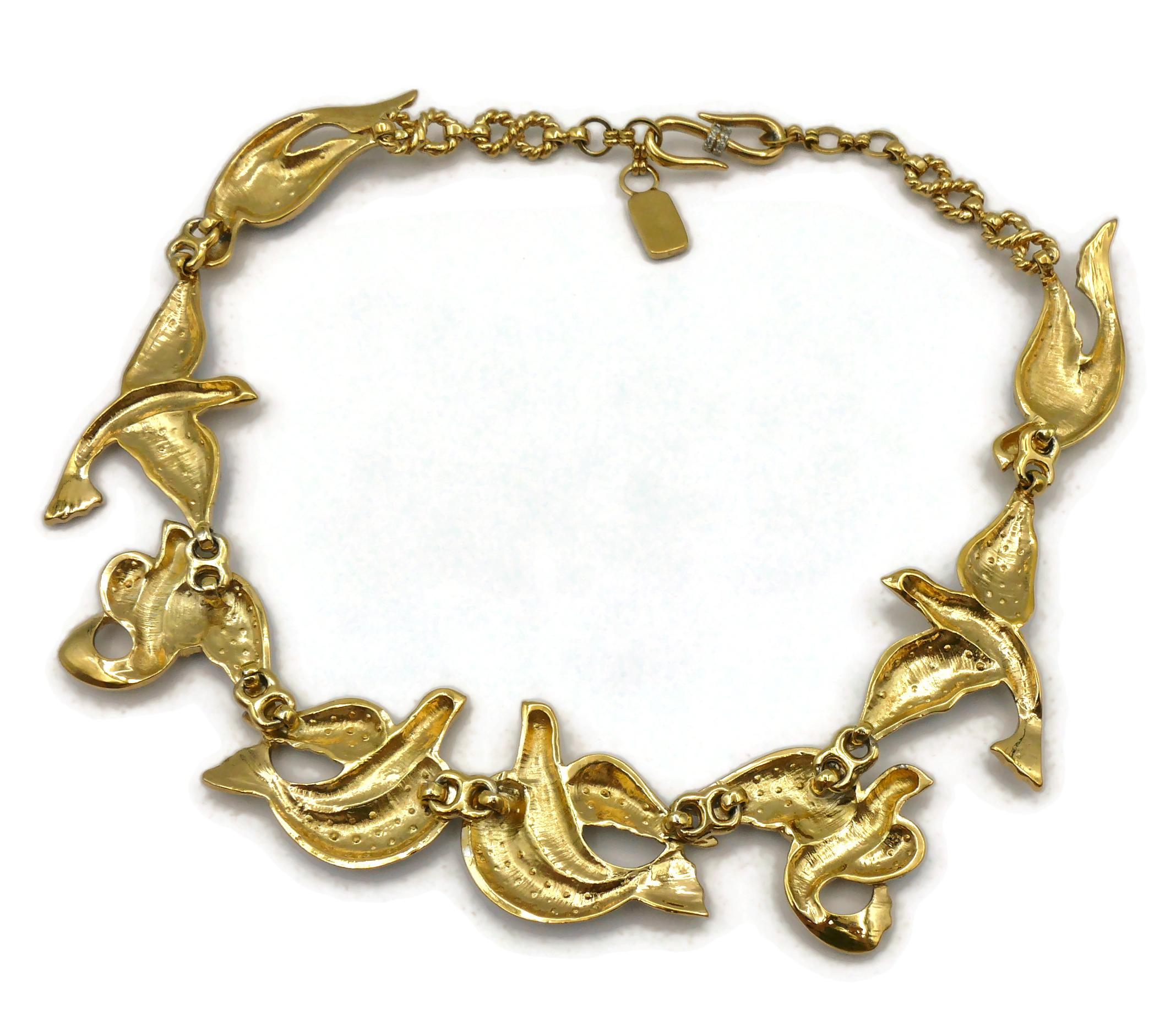 YVES SAINT LAURENT YSL Vintage Jewelled Bird Necklace For Sale 6
