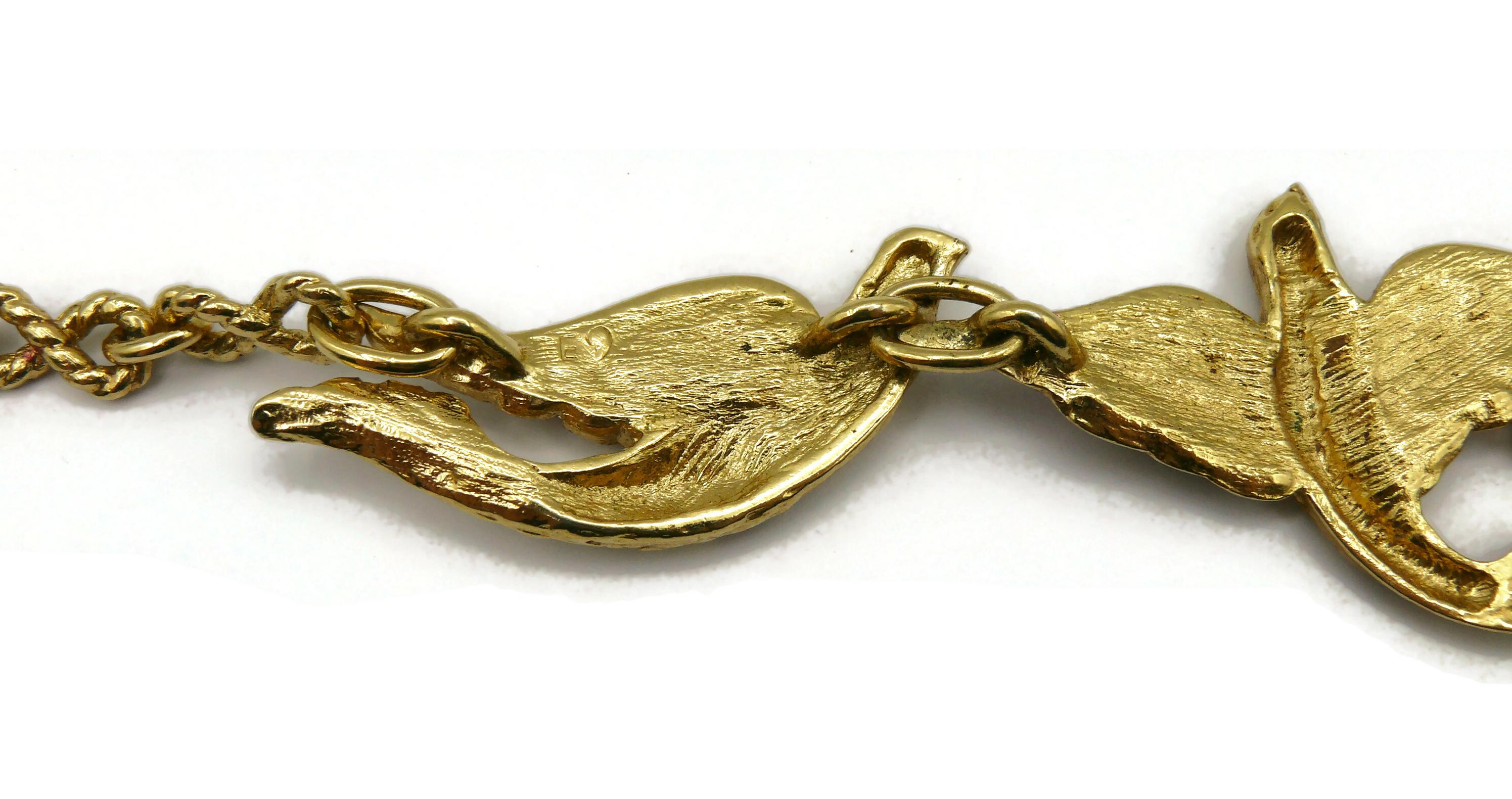 YVES SAINT LAURENT YSL Vintage Jewelled Bird Necklace For Sale 10