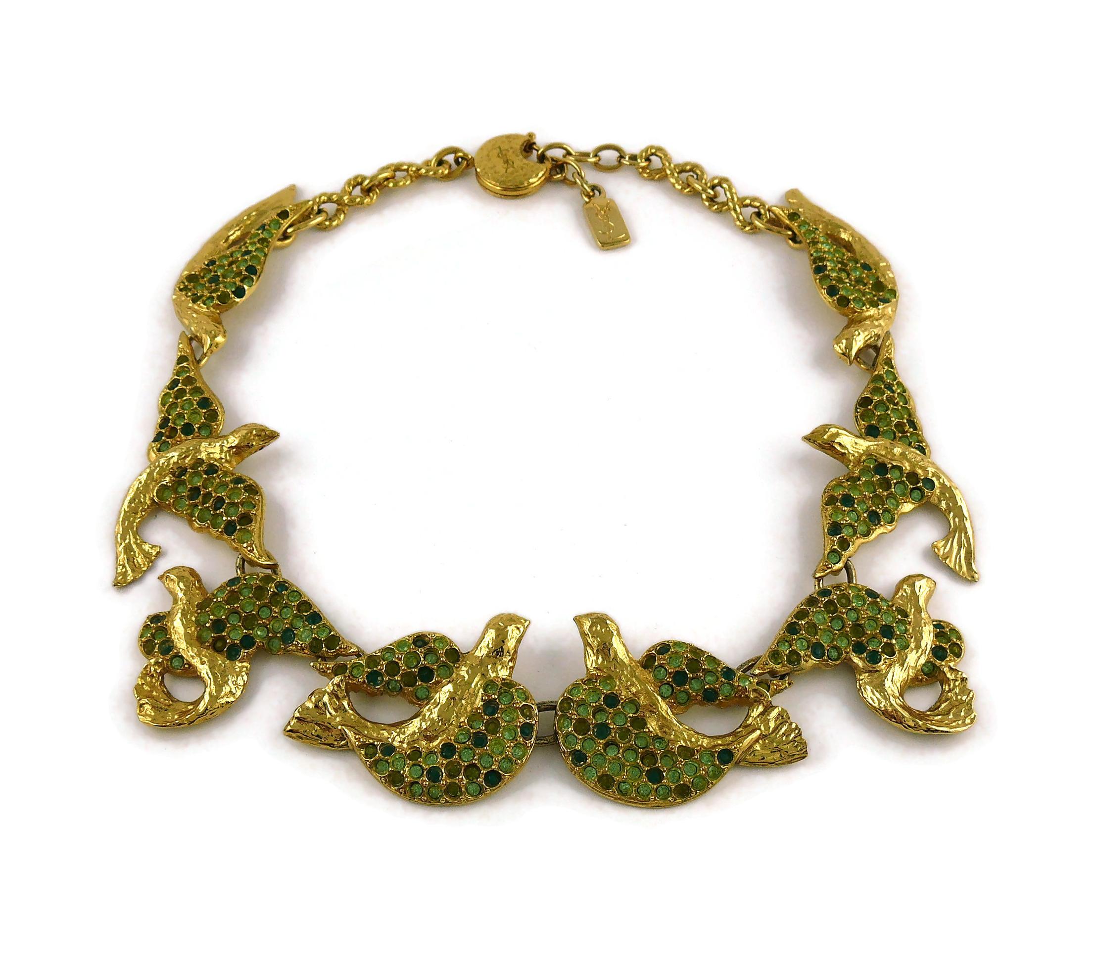 Yves Saint Laurent YSL Vintage Jewelled Bird Necklace In Good Condition In Nice, FR