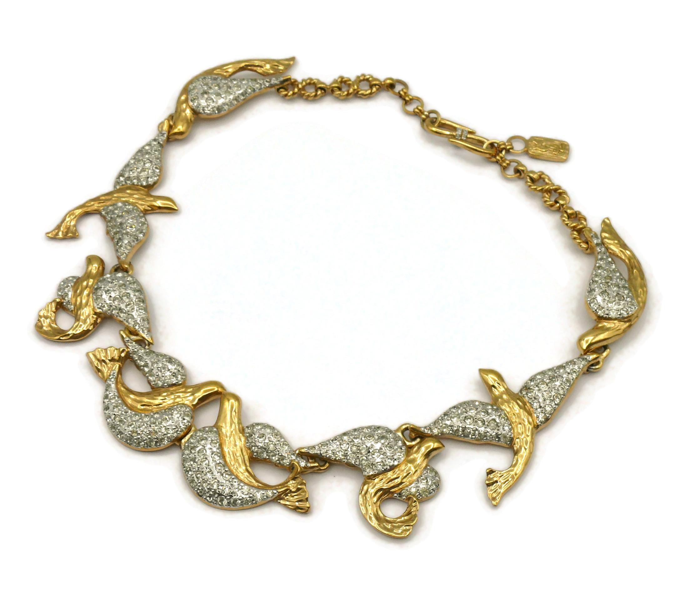 Women's YVES SAINT LAURENT YSL Vintage Jewelled Bird Necklace For Sale