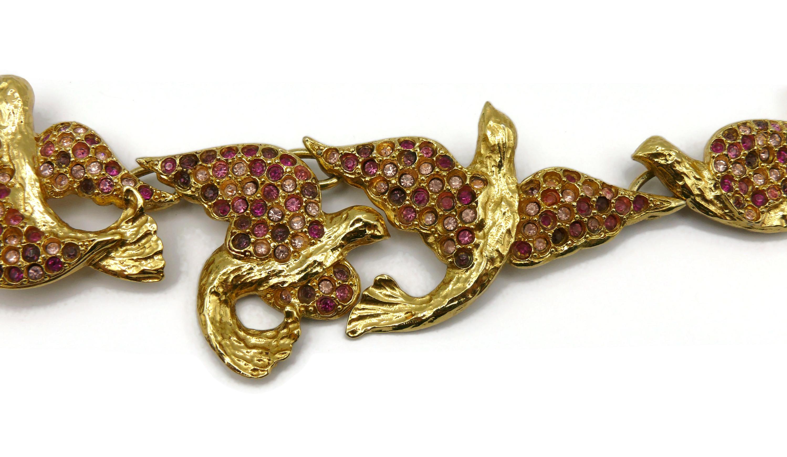YVES SAINT LAURENT YSL Vintage Jewelled Bird Necklace For Sale 3