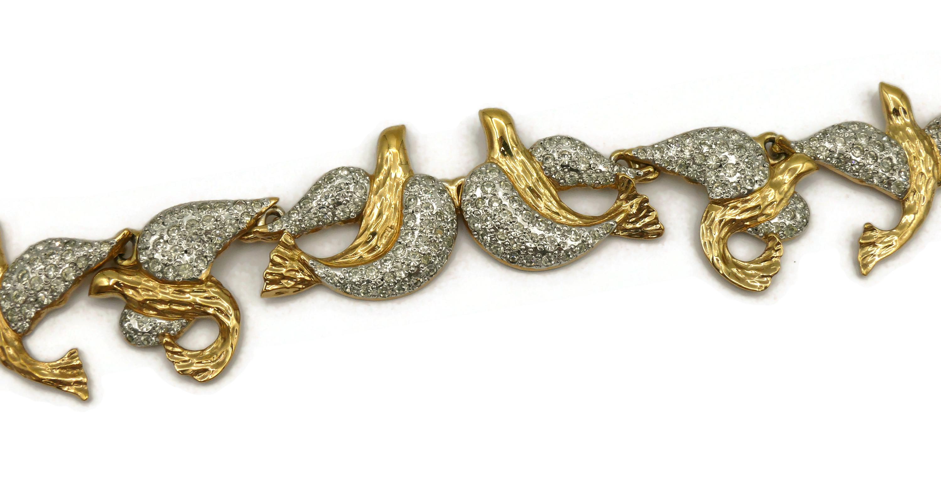 YVES SAINT LAURENT YSL Vintage Jewelled Bird Necklace For Sale 2