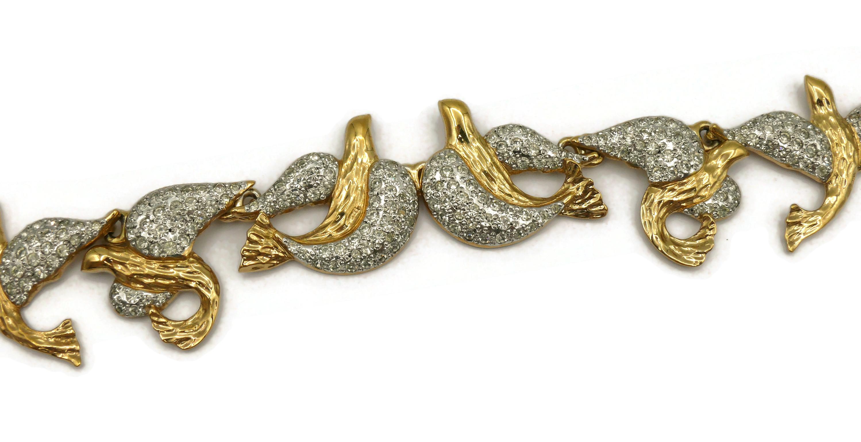 YVES SAINT LAURENT YSL Vintage Jewelled Bird Necklace For Sale 3