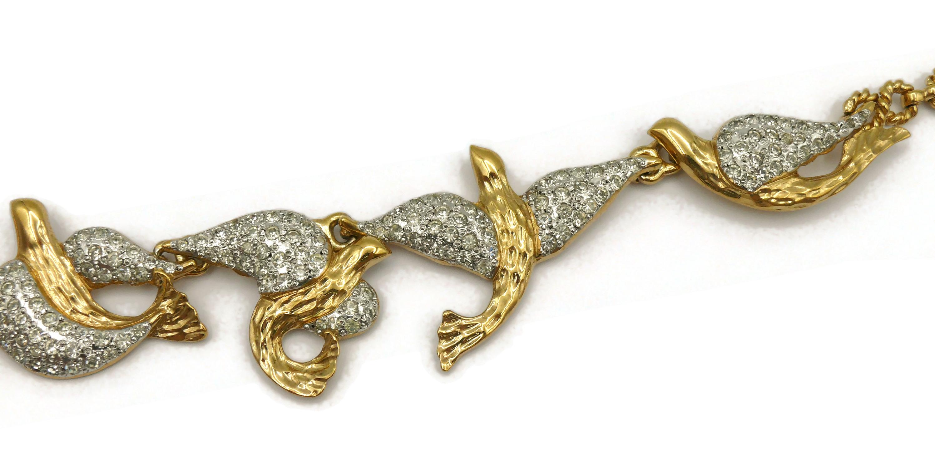 YVES SAINT LAURENT YSL Vintage Jewelled Bird Necklace For Sale 4