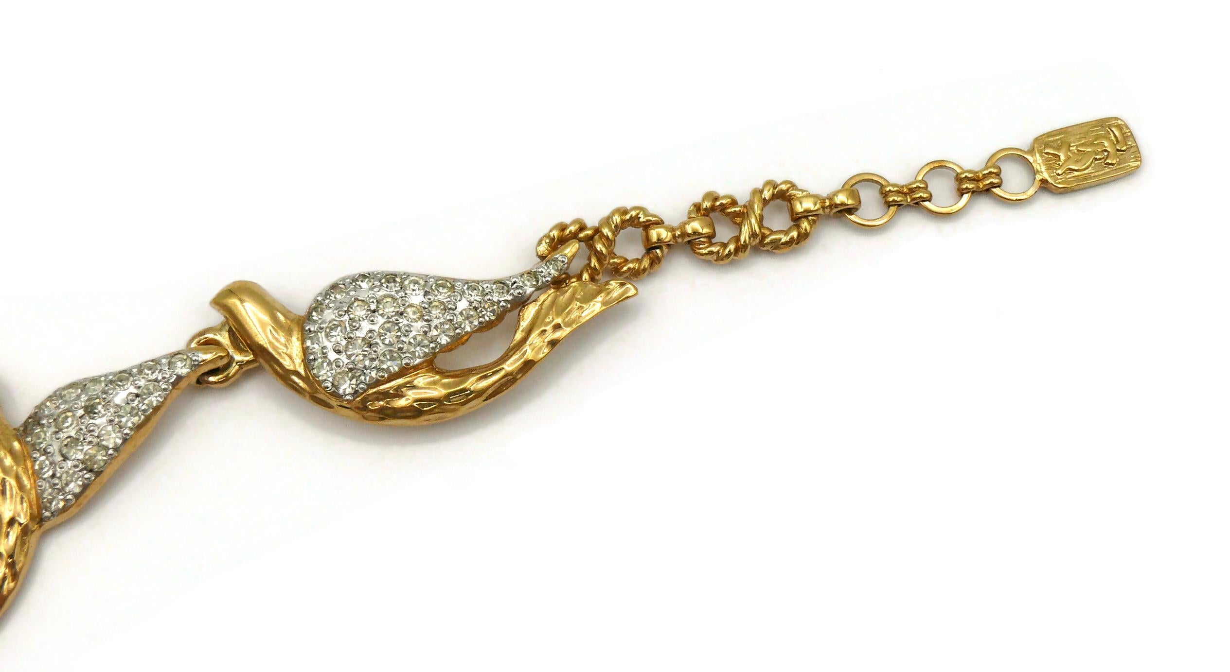 YVES SAINT LAURENT YSL Vintage Jewelled Bird Necklace For Sale 5