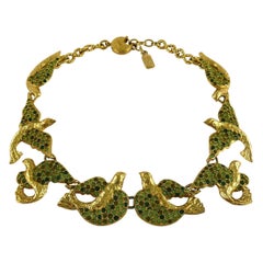 Yves Saint Laurent YSL Vintage Jewelled Bird Necklace