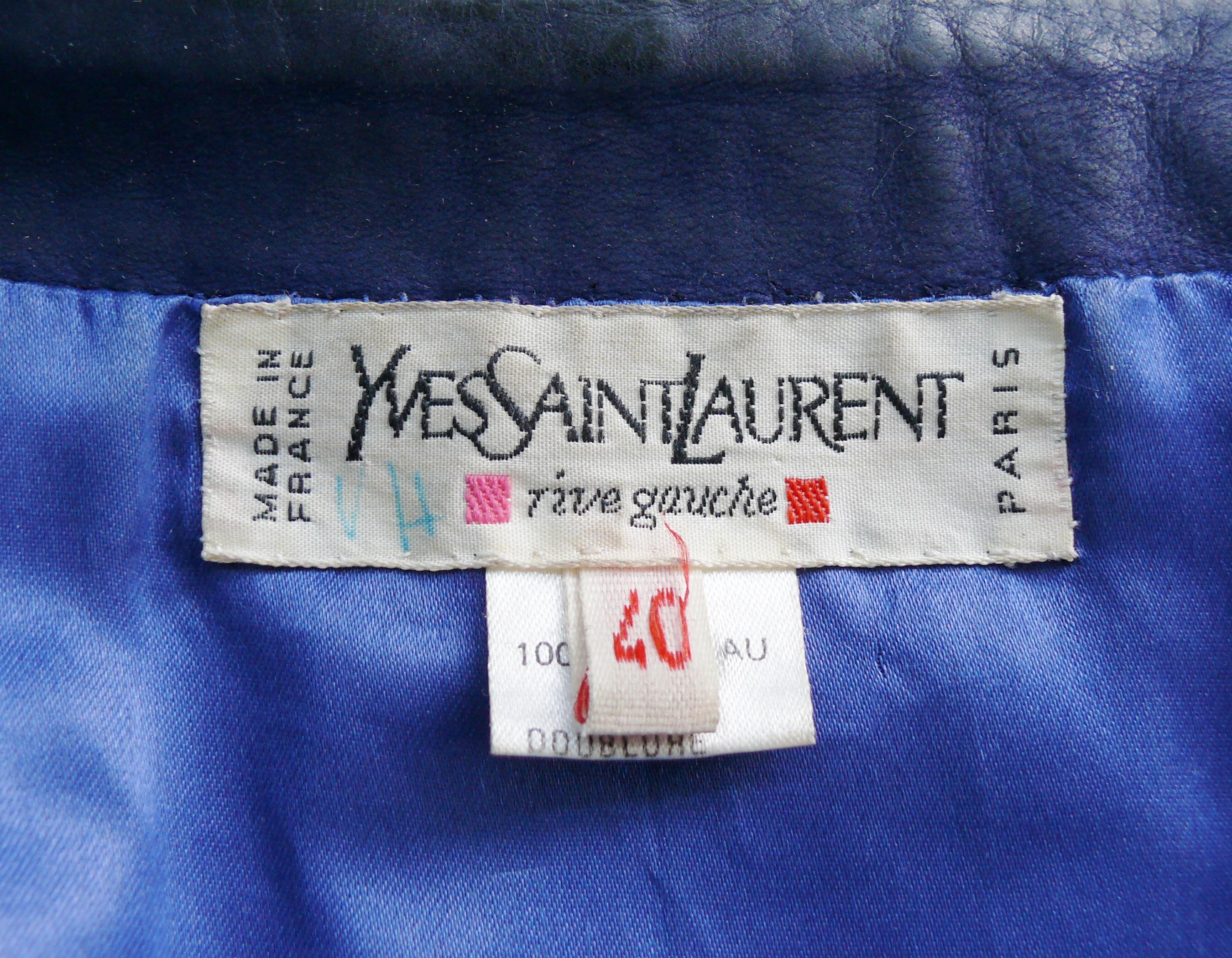 Yves Saint Laurent YSL Vintage Jewelled Blue Lambskin Jacket For Sale 6