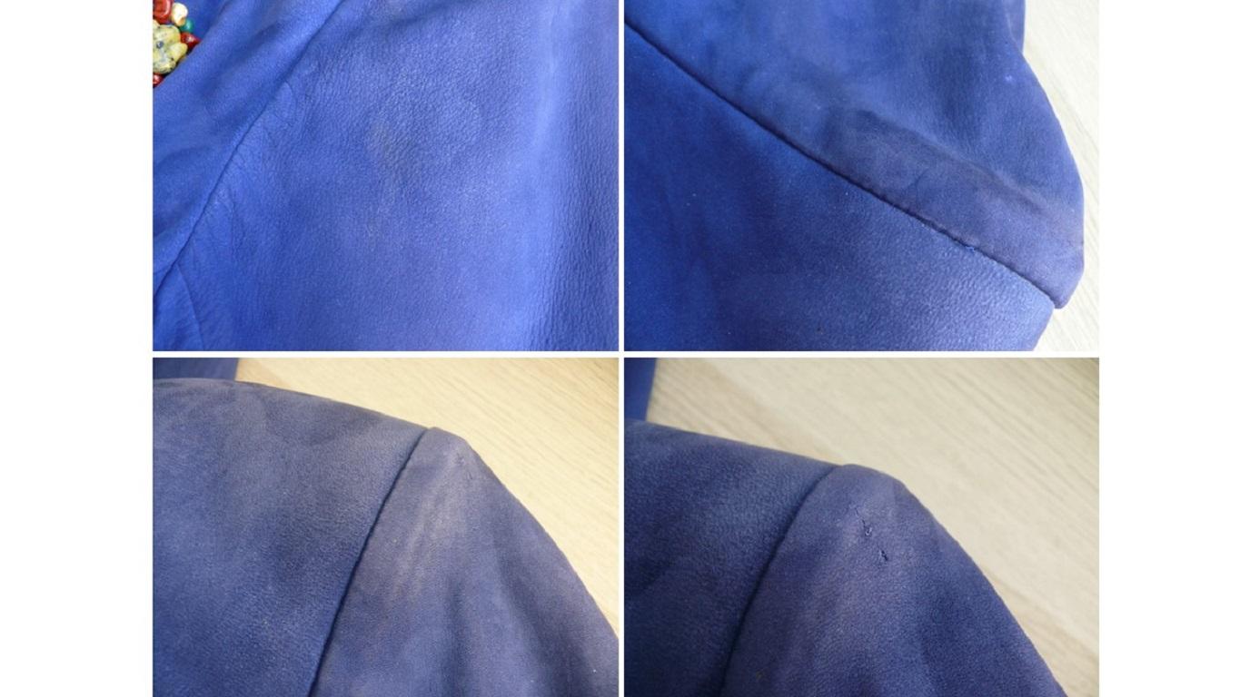 Yves Saint Laurent YSL Vintage Jewelled Blue Lambskin Jacket For Sale 11