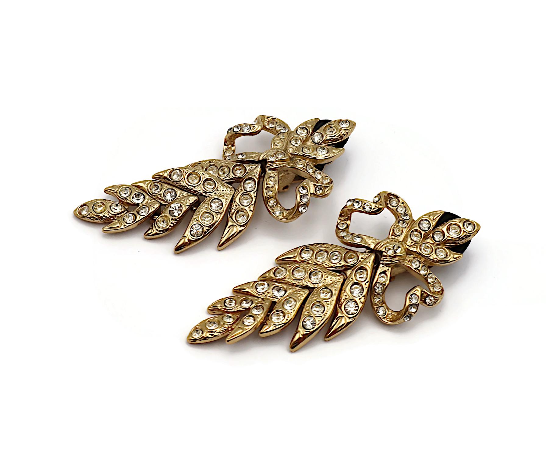 Donna YVES SAINT LAURENT YSL Orecchini Jewell d'epoca con fiocco e foglia in vendita