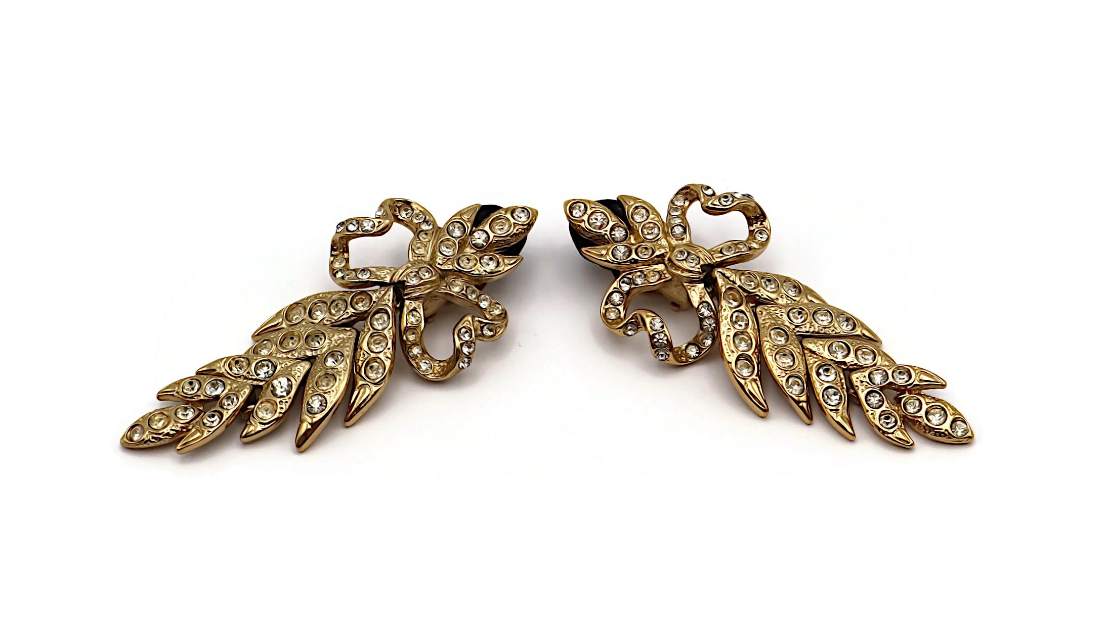 YVES SAINT LAURENT YSL Orecchini Jewell d'epoca con fiocco e foglia in vendita 1