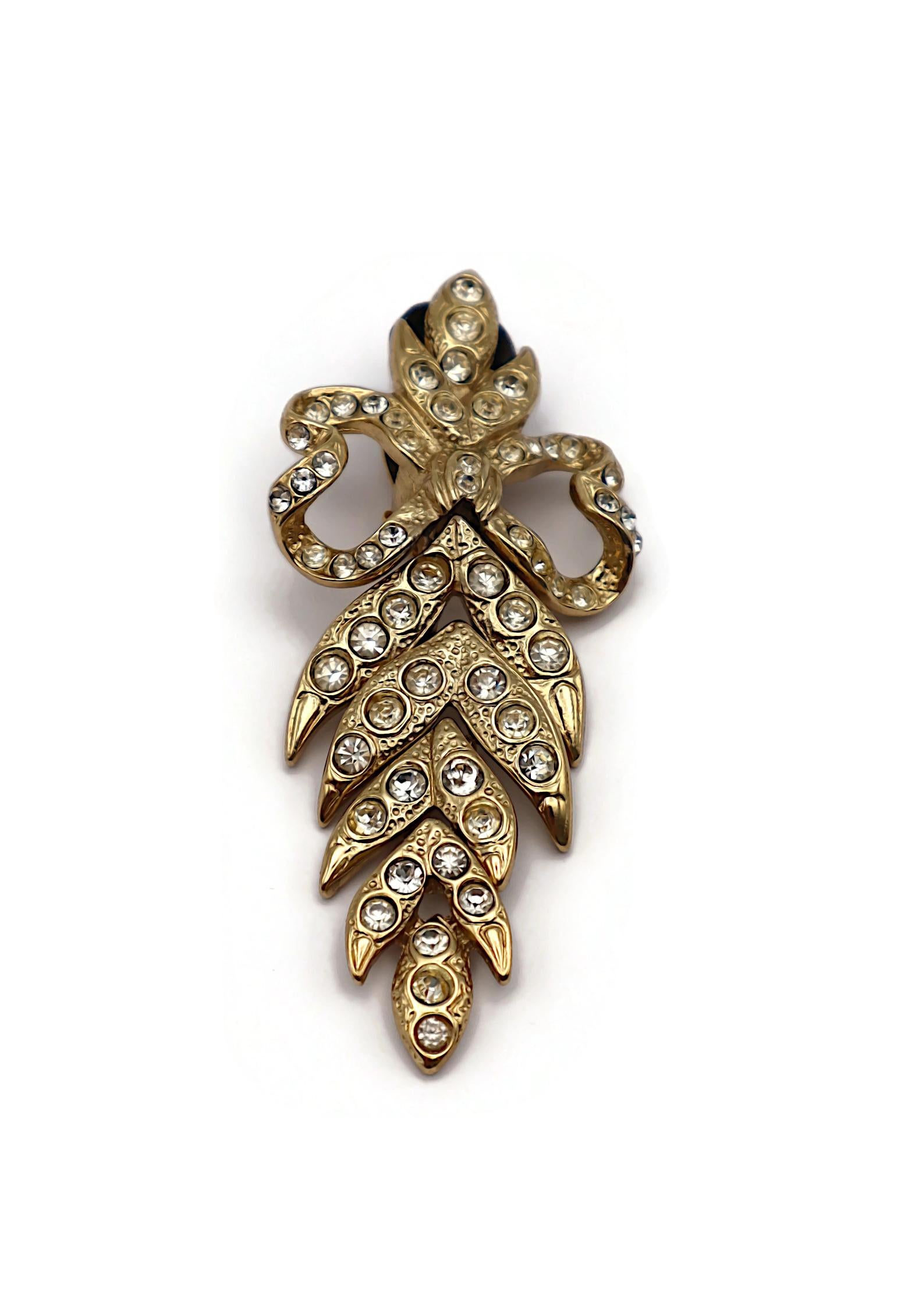 YVES SAINT LAURENT YSL Orecchini Jewell d'epoca con fiocco e foglia in vendita 2