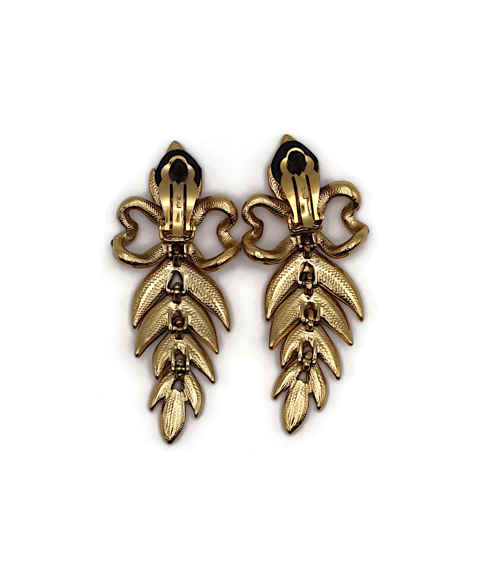 YVES SAINT LAURENT YSL Orecchini Jewell d'epoca con fiocco e foglia in vendita 4