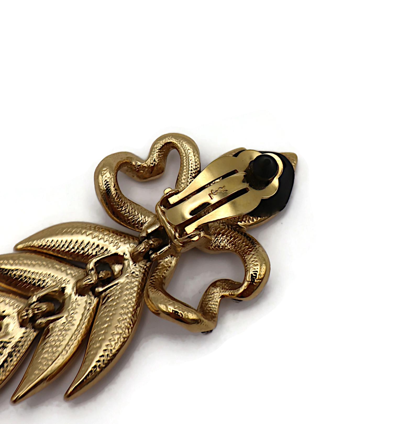 YVES SAINT LAURENT YSL Orecchini Jewell d'epoca con fiocco e foglia in vendita 5