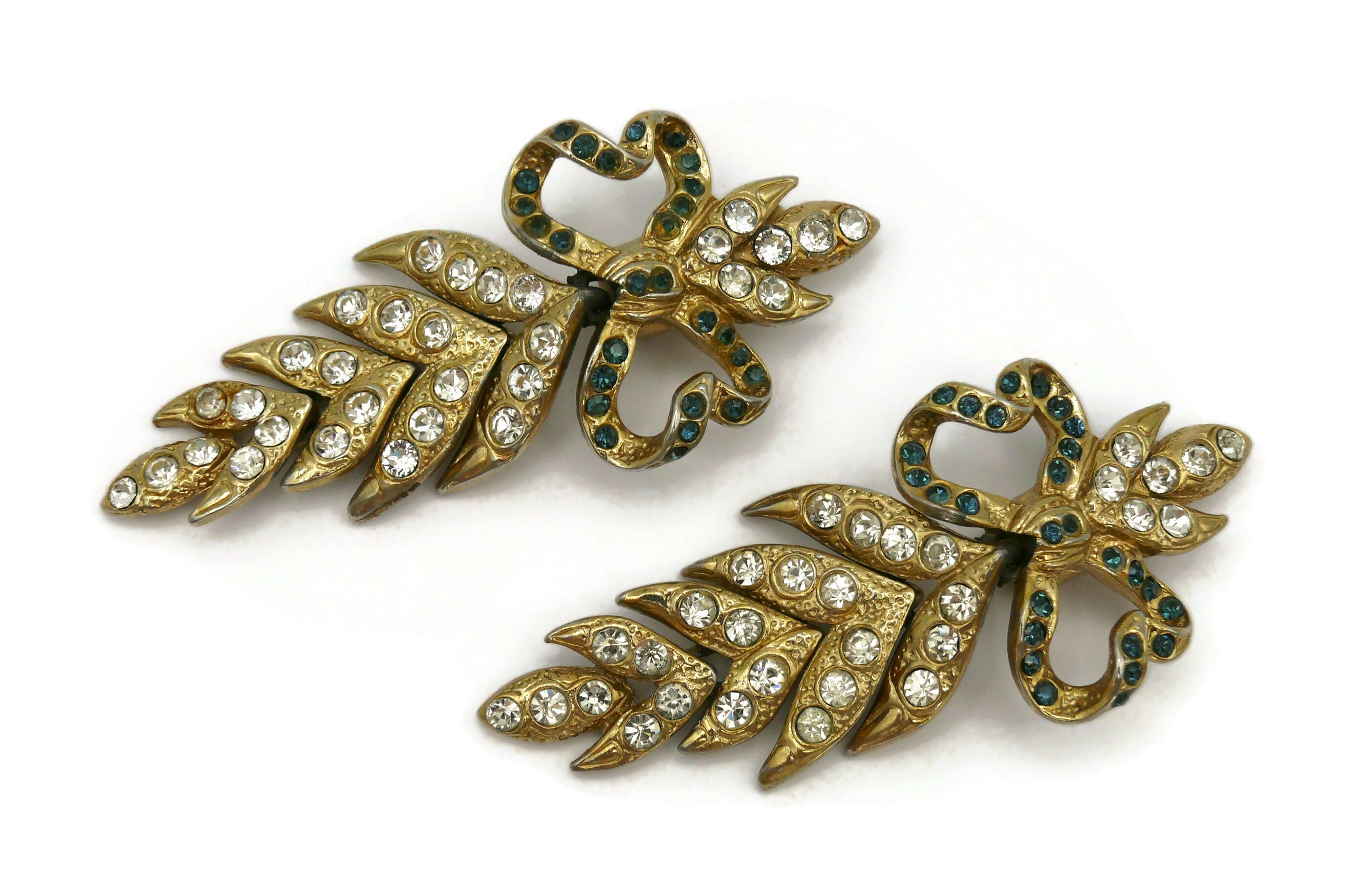 YVES SAINT LAURENT YSL Vintage baumelnde Ohrringe mit Juwelen und Blattschliff im Angebot 1
