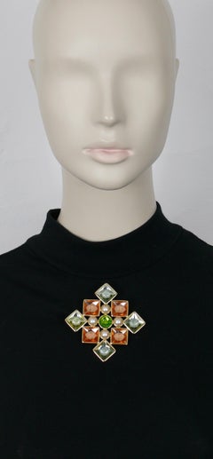 YVES SAINT LAURENT YSL Vintage Jewelled Brooch Pendant