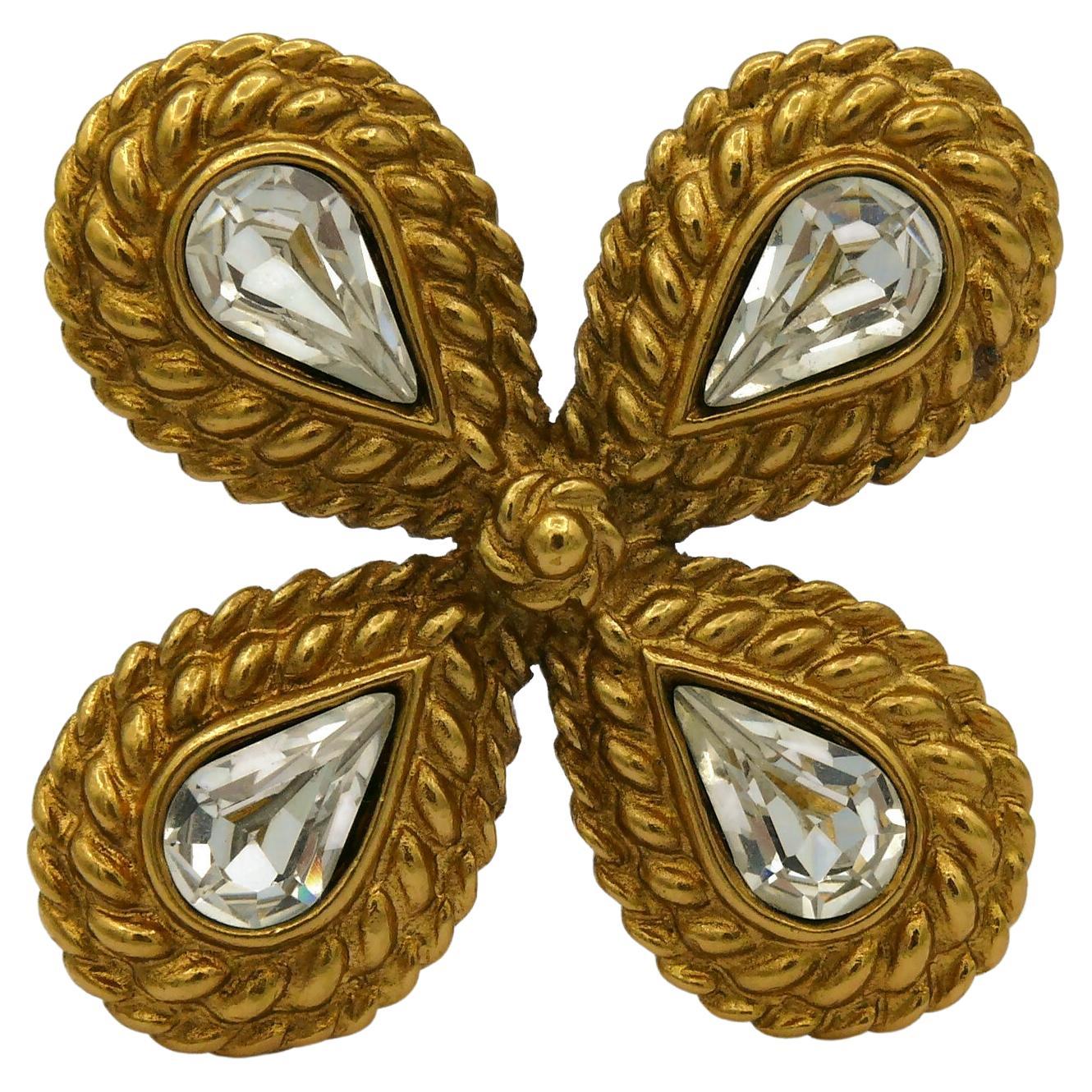 YVES SAINT LAURENT YSL Vintage Jewelled Brooch Pendant For Sale