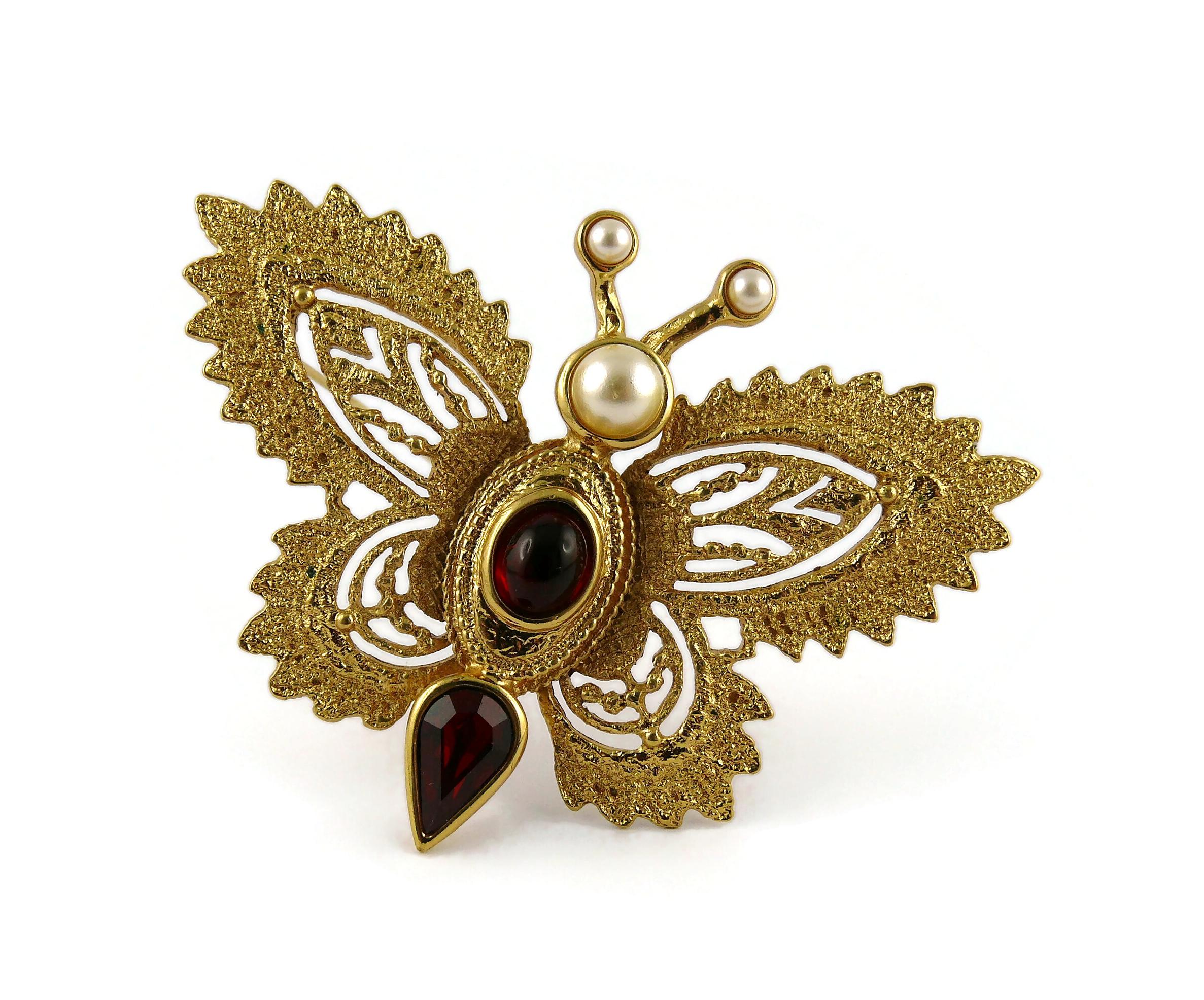Yves Saint Laurent YSL Vintage Jewelled Butterfly Brooch In Good Condition For Sale In Nice, FR