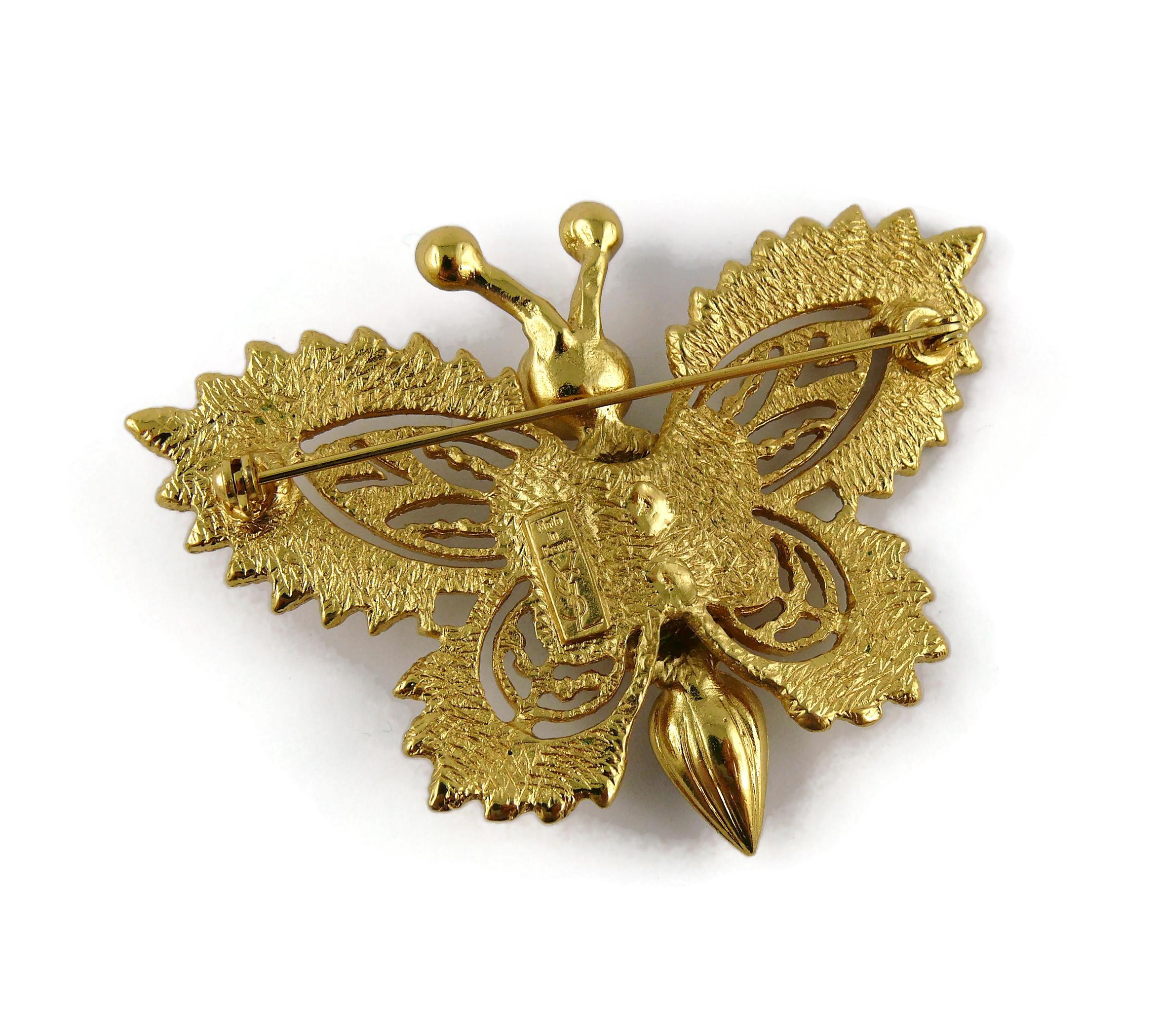 Yves Saint Laurent YSL Vintage Jewelled Butterfly Brooch For Sale 3