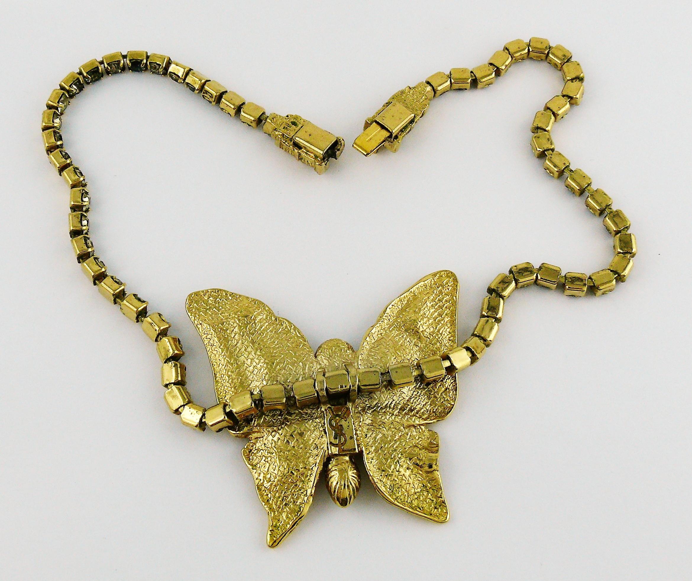 Yves Saint Laurent YSL Vintage Jewelled Butterfly Necklace 1