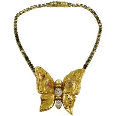 Yves Saint Laurent YSL Vintage Jewelled Butterfly Necklace