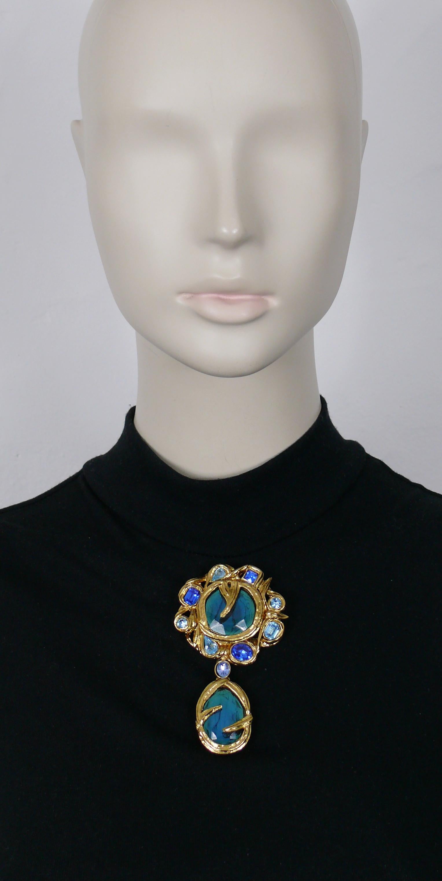YVES SAINT LAURENT YSL Vintage Cadix-Brosche mit Juwelen-Anhänger im Zustand „Gut“ im Angebot in Nice, FR
