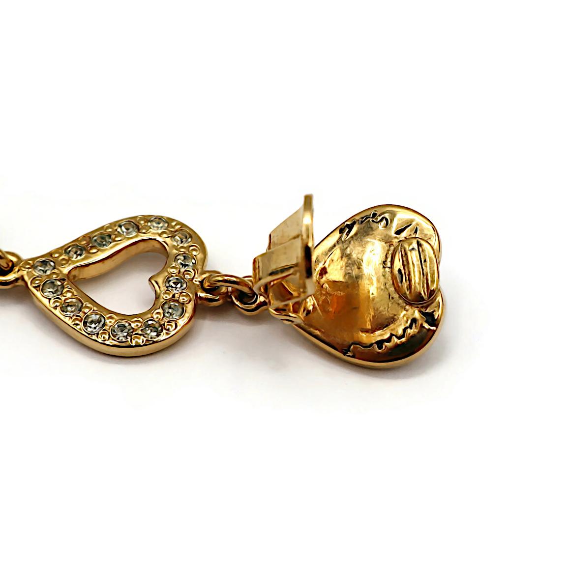 YVES SAINT LAURENT YSL Vintage Jewelled Cascading Hearts Dangle Earrings For Sale 4