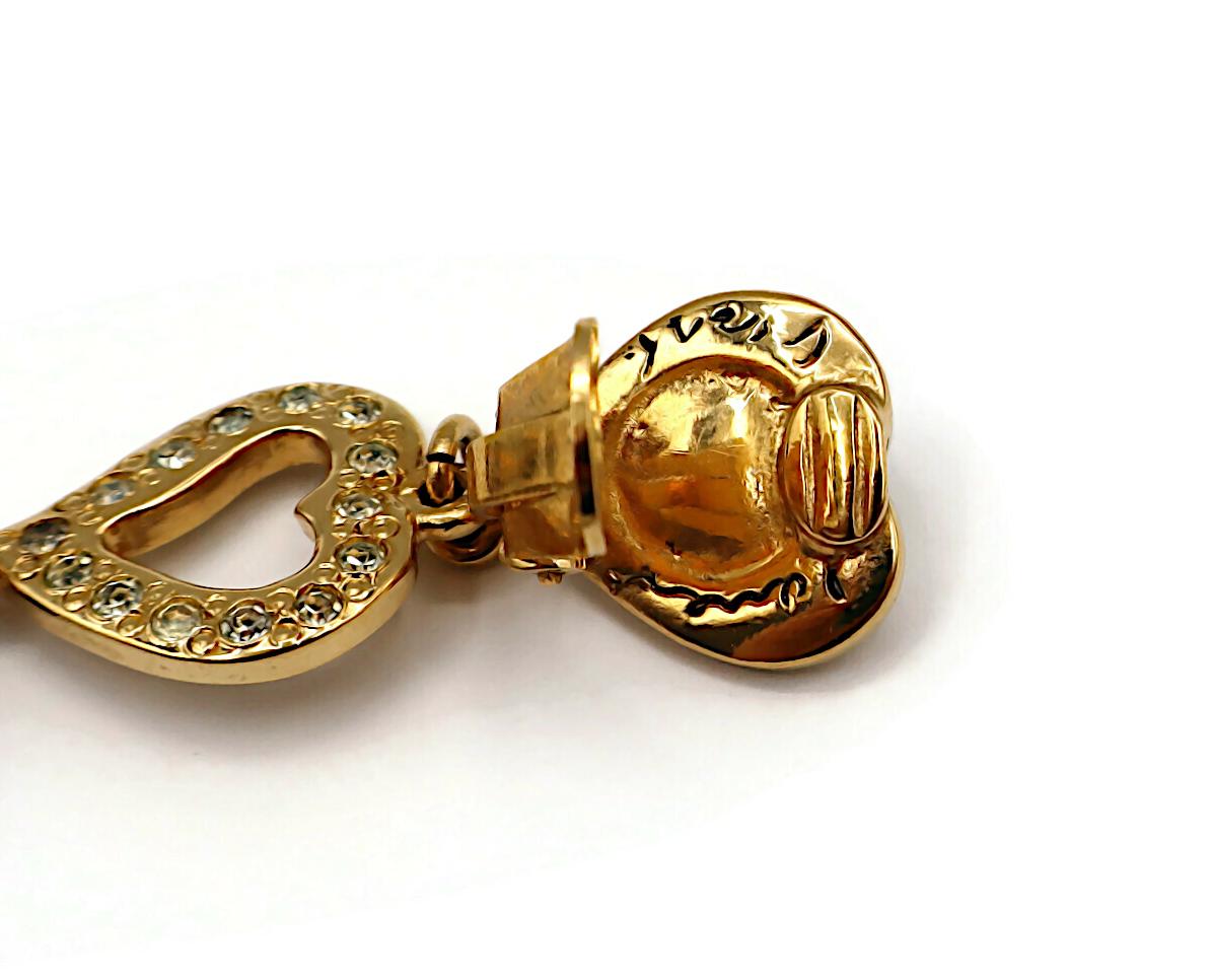 YVES SAINT LAURENT YSL Vintage Jewelled Cascading Hearts Dangle Earrings For Sale 5