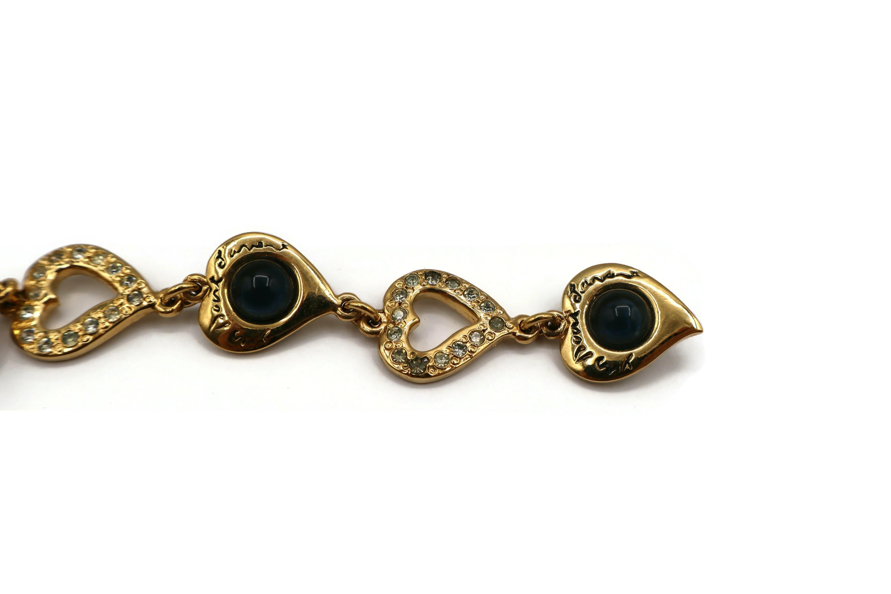 YVES SAINT LAURENT YSL Vintage Jewelled Cascading Hearts Dangle Earrings For Sale 6