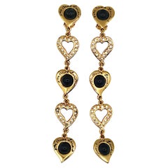 YVES SAINT LAURENT YSL Orecchini Jewell d'epoca con cuori a cascata