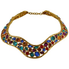 ysl choker Yves Saint Laurent YSL Vintage Jewelled Choker Necklace