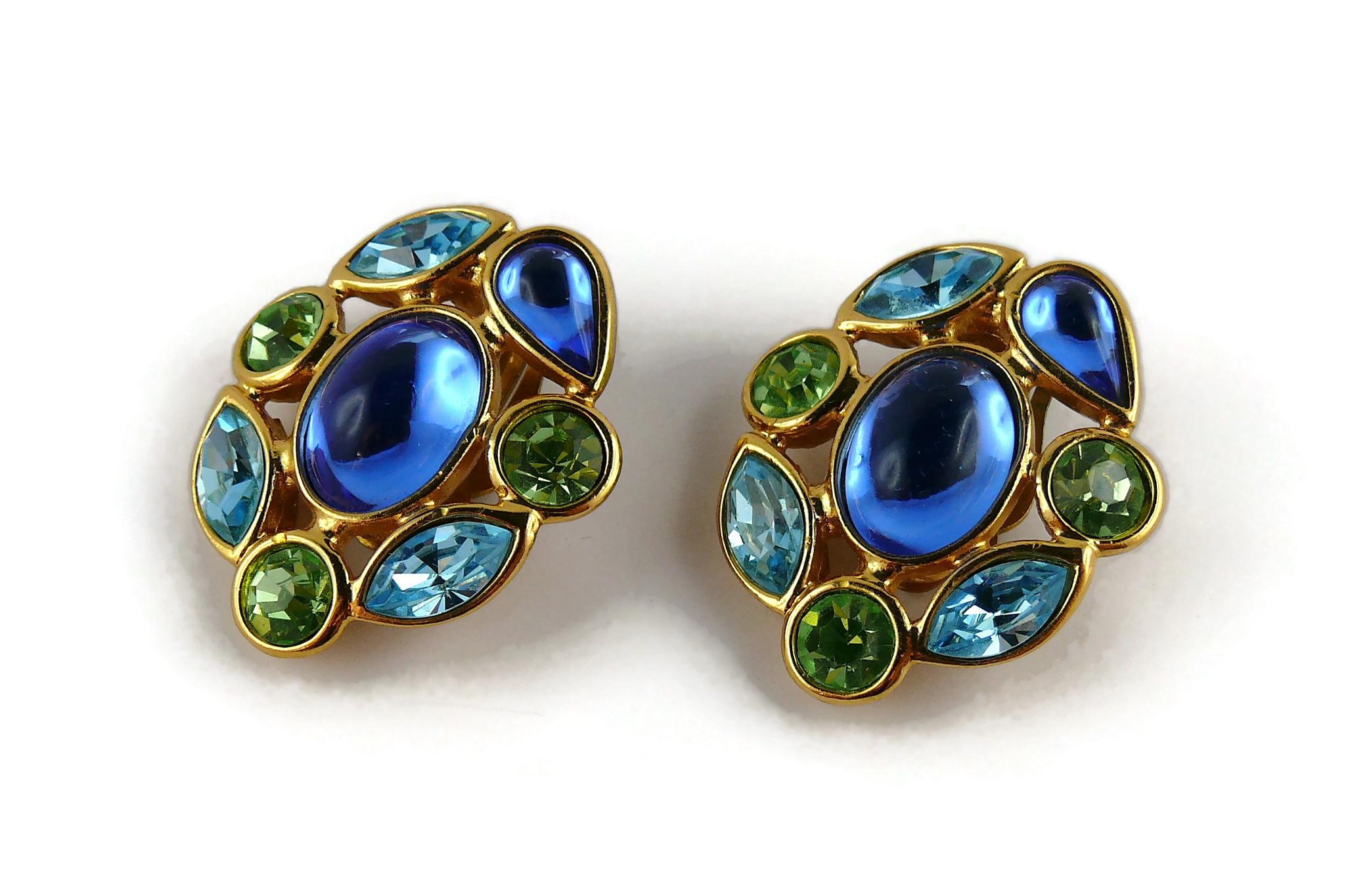 Yves Saint Laurent YSL Vintage Jewelled Clip-On Earrings For Sale 1